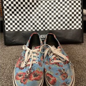 Vans Blue and Red Floral Sneakers